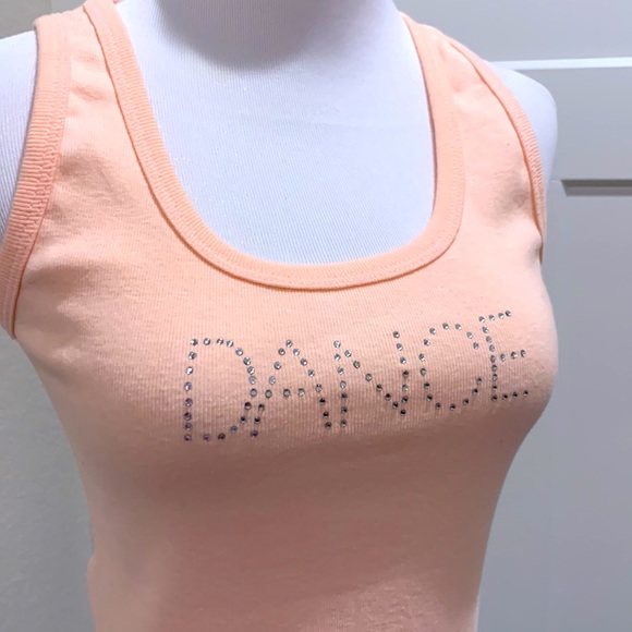 NWT Peach Rhinestoned “DANCE” Tank top - Picture 5 of 17